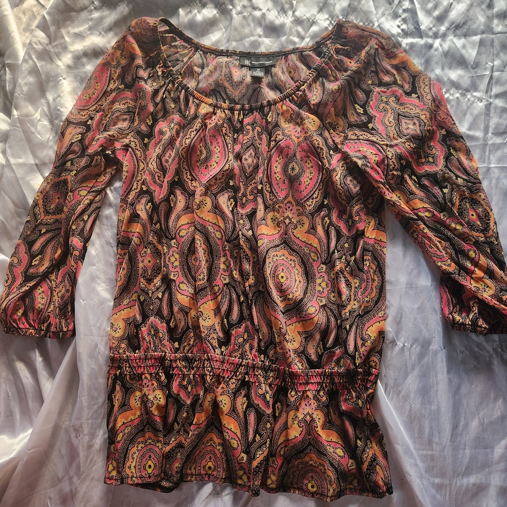 Women's Paisley Print Sheer Top